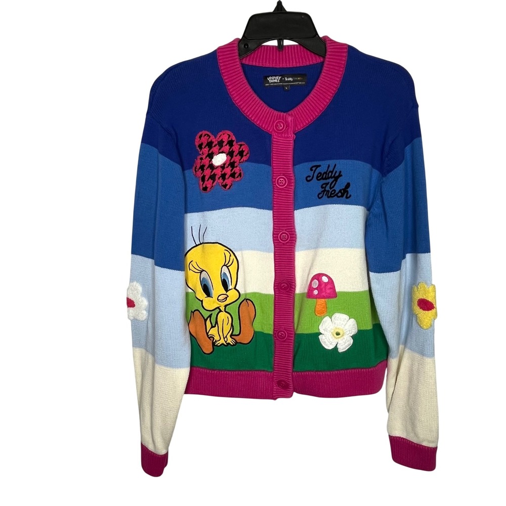 Looney Tunes x Teddy Fresh Tweety Bird Cardigan Sweater Large
